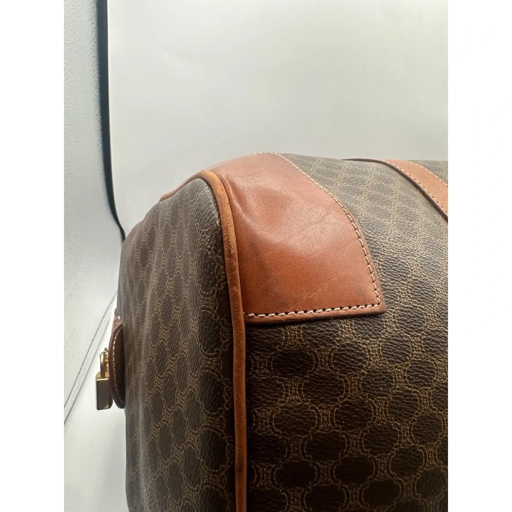 Celine Duffle Bag Macadam Coated Canvas With Key, Lock & Luggage Tag Vintage